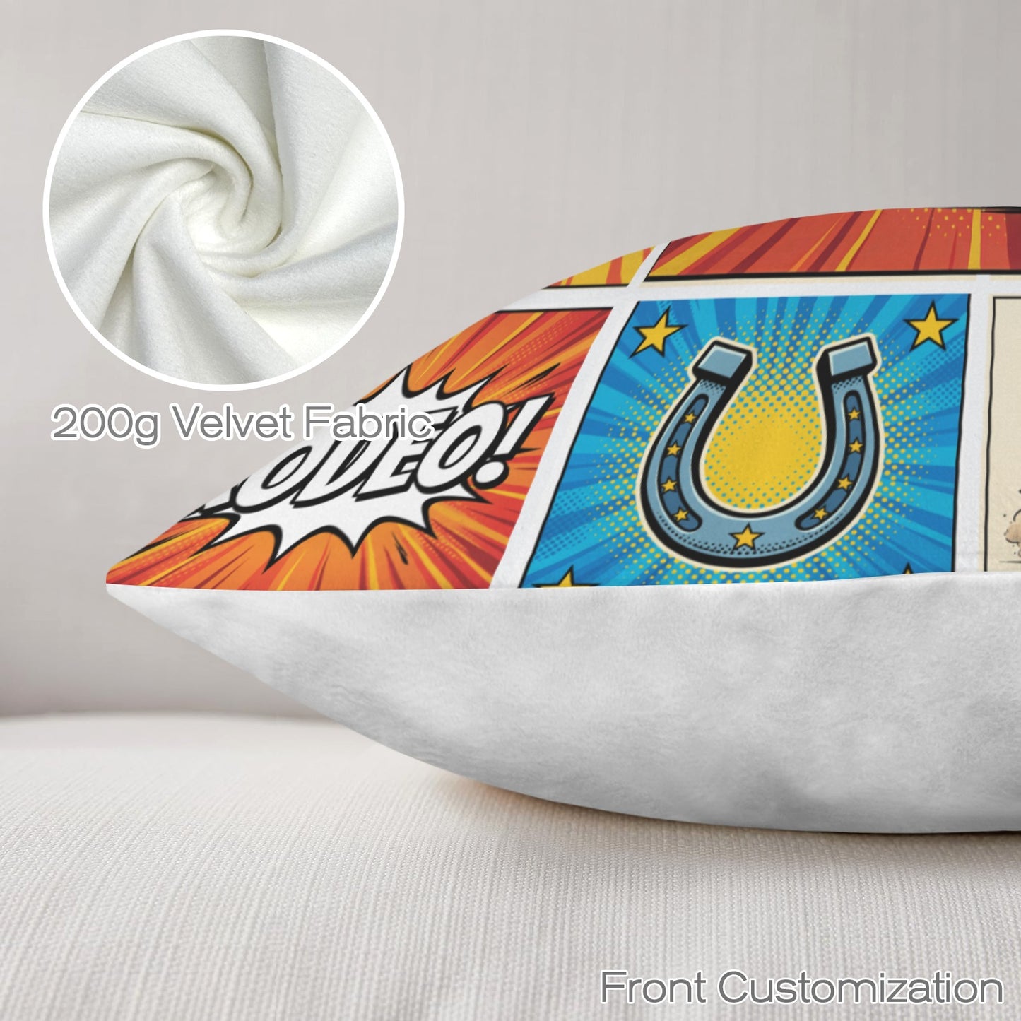 Baha Ranch Comic Corrall Collage Pillow Case Made in America