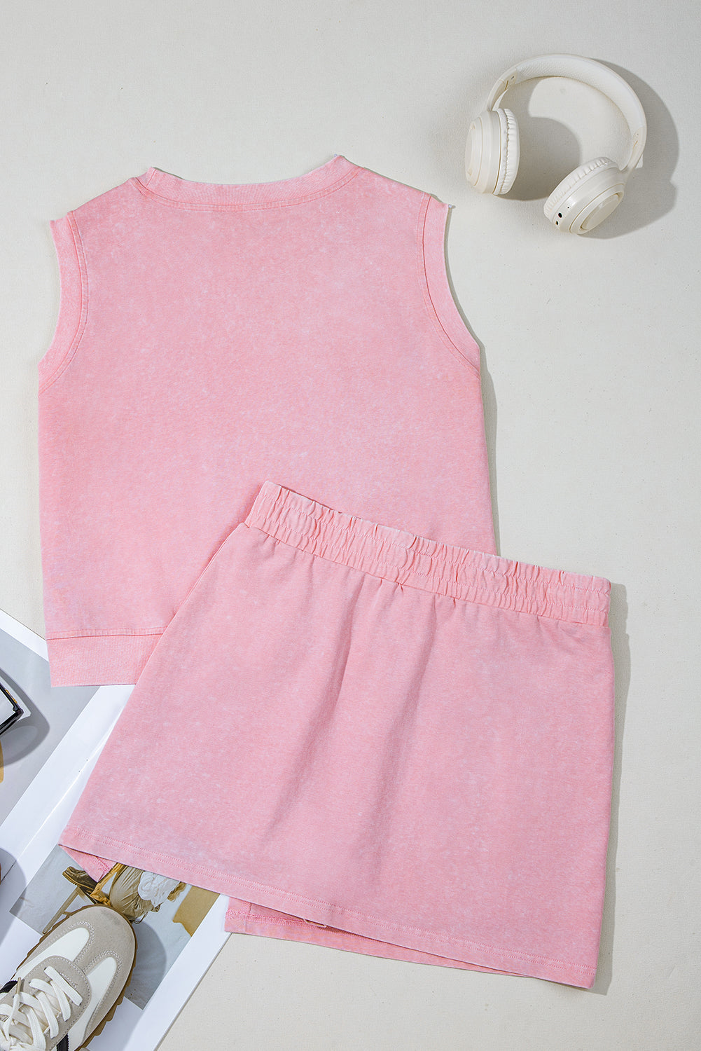 Solid Mineral Wash Tank Top & Lined Skort Set