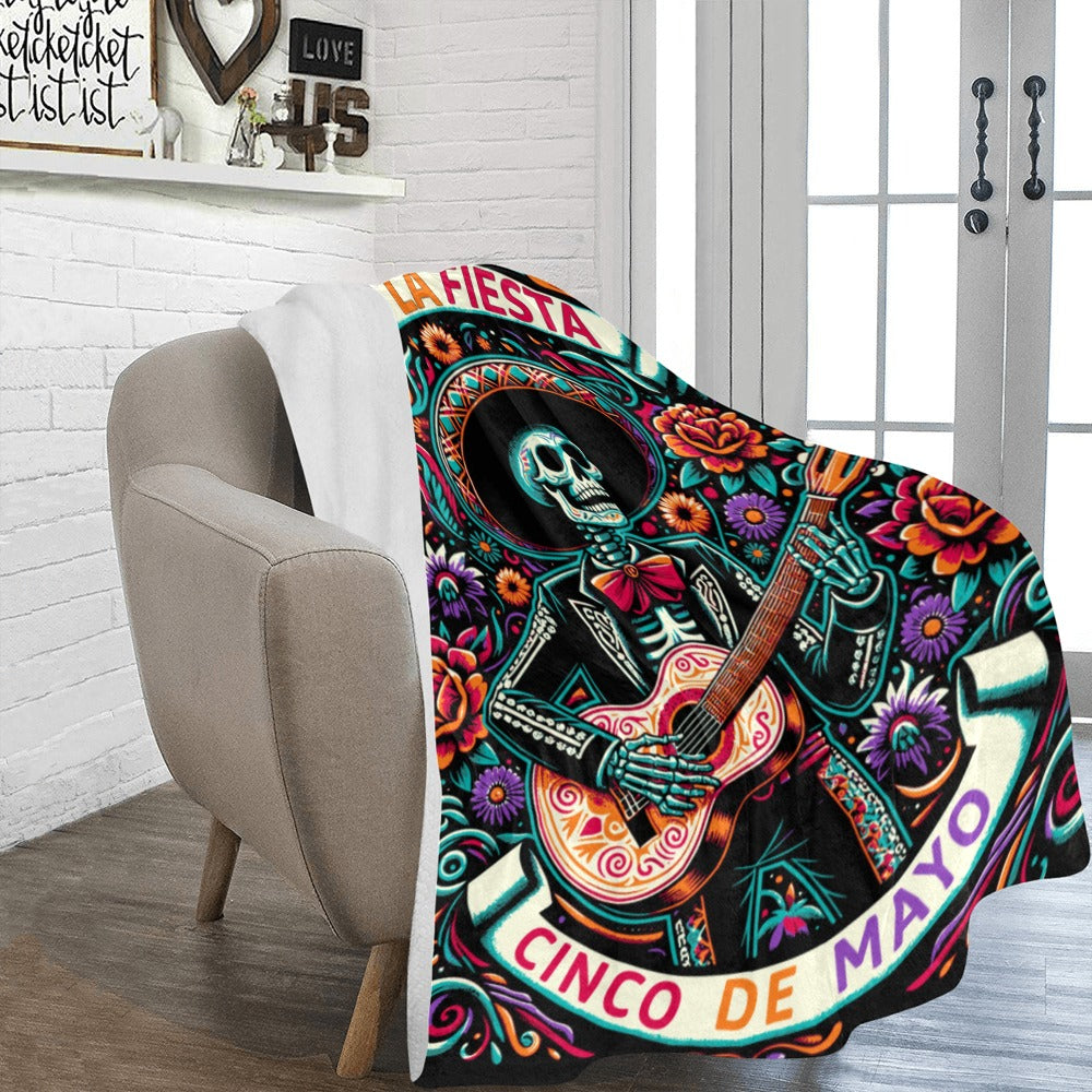 Cinco De Mayo Dia de los Muertes Throw Blanket Ultra-Soft Micro Fleece Blanket 60" x 80" Made in America
