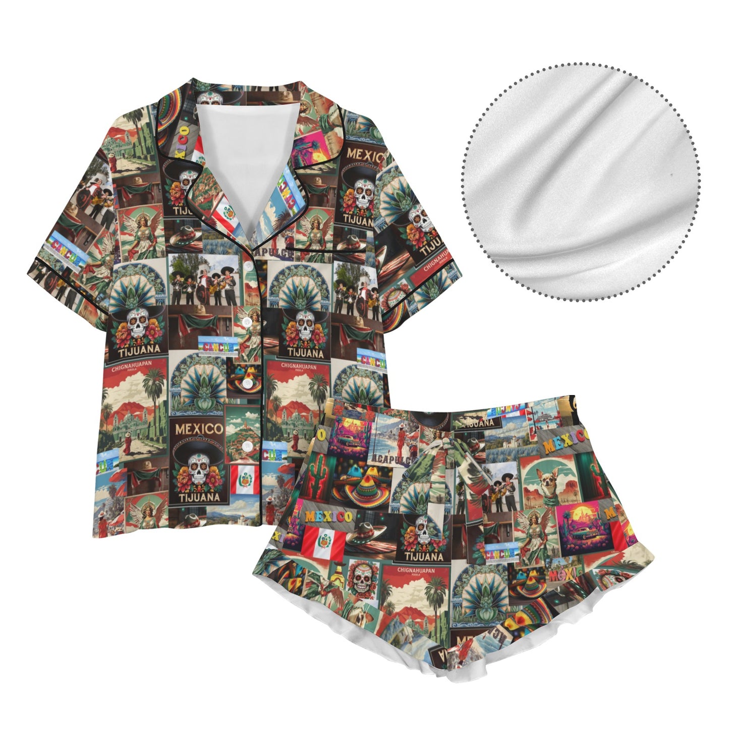 Colores De Mexico Destination Mexico Collage Satin Pajamas