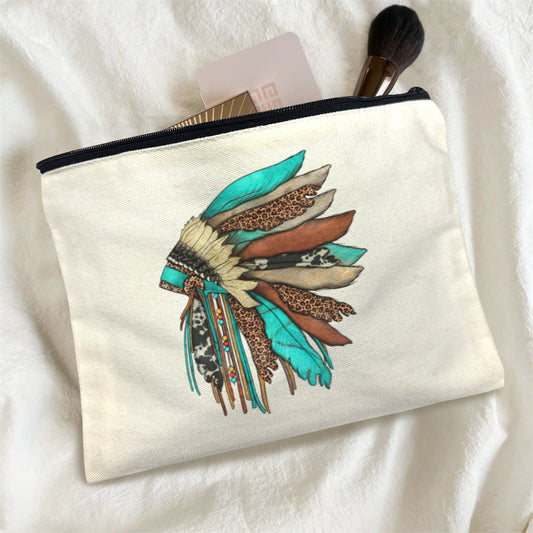 Baha Ranch Native Headdress Cosmetic Bag Pouch Pack of 5 Made in America