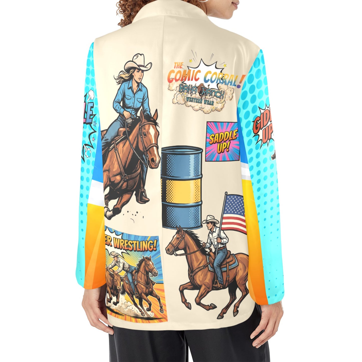 Baha Ranch The Comic Corral Cowgirl Western Rodeo Blazer
