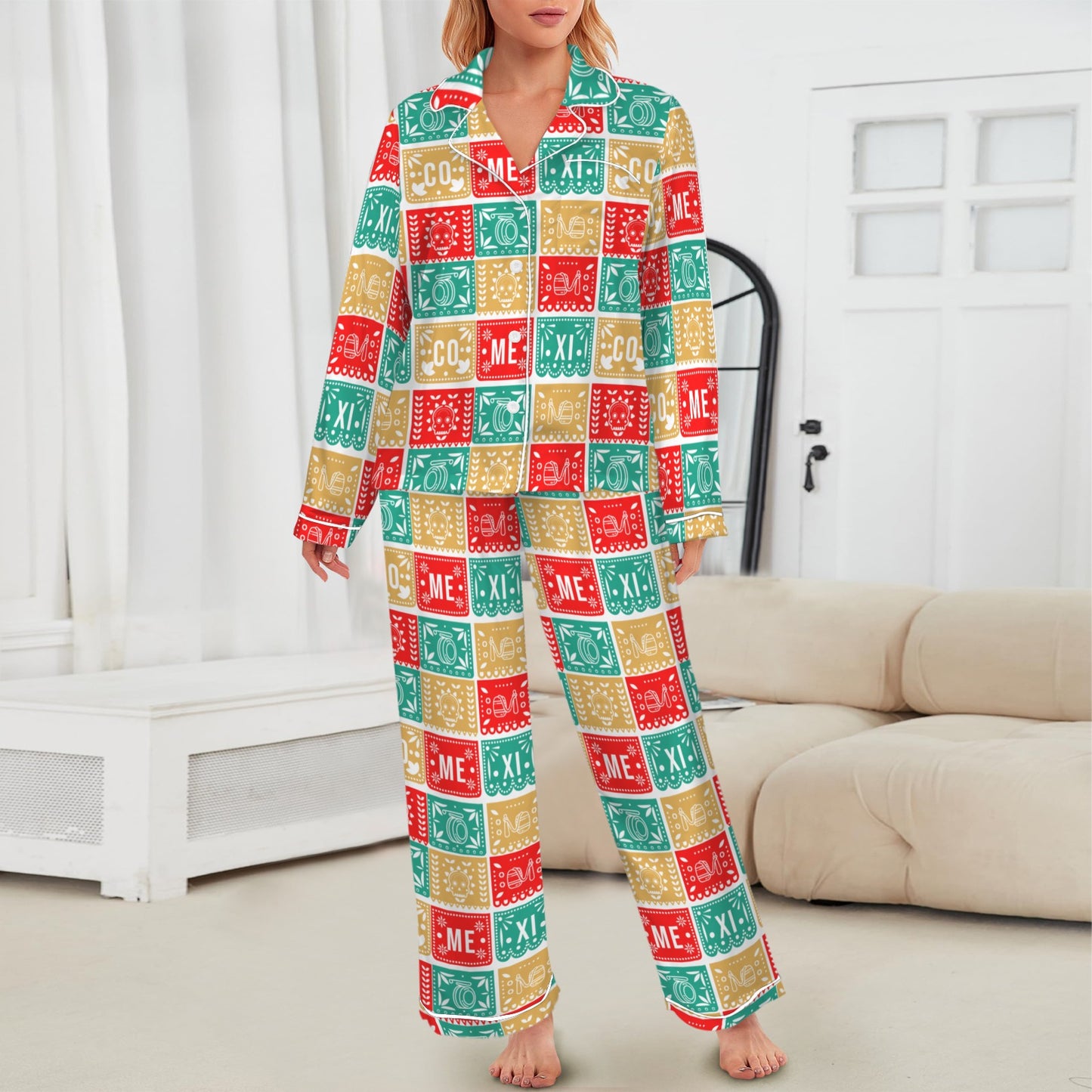 Colores De Mexico Picado Womens Satin Pajamas