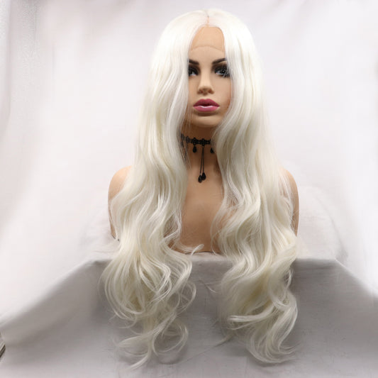 Long Platinum Blonde Wig 13*3" Lace Front Wigs Synthetic Long Wavy 24" 130% Density