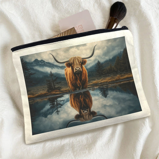 Baha Ranch Reflection Highland Cow Cosmetic Bag Made in America