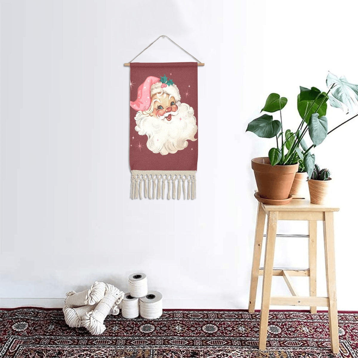 Baha Ranch Santa Wall Hanging Linen Poster Made in America