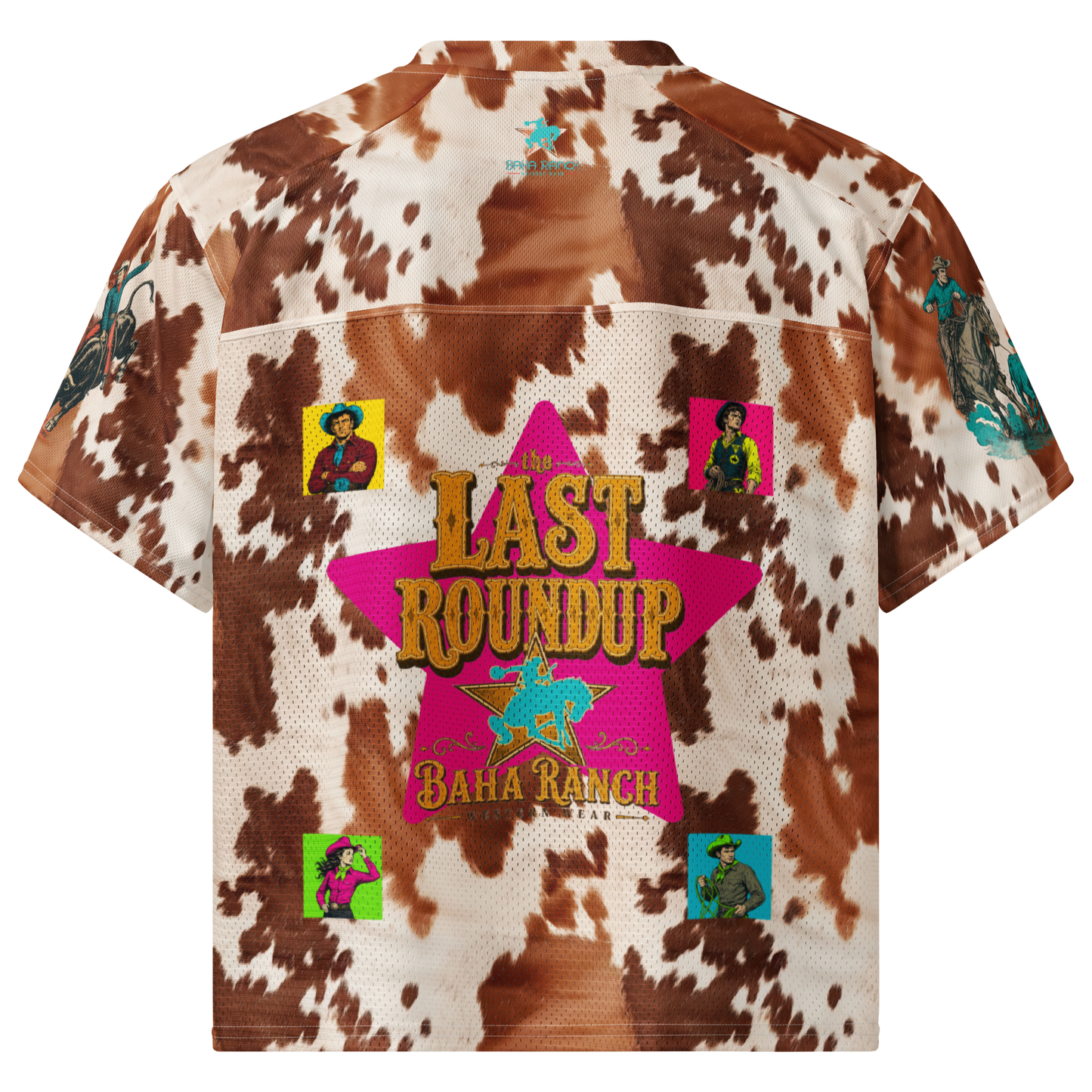 Baha Ranch Cow Print Wild West Boxy football jersey