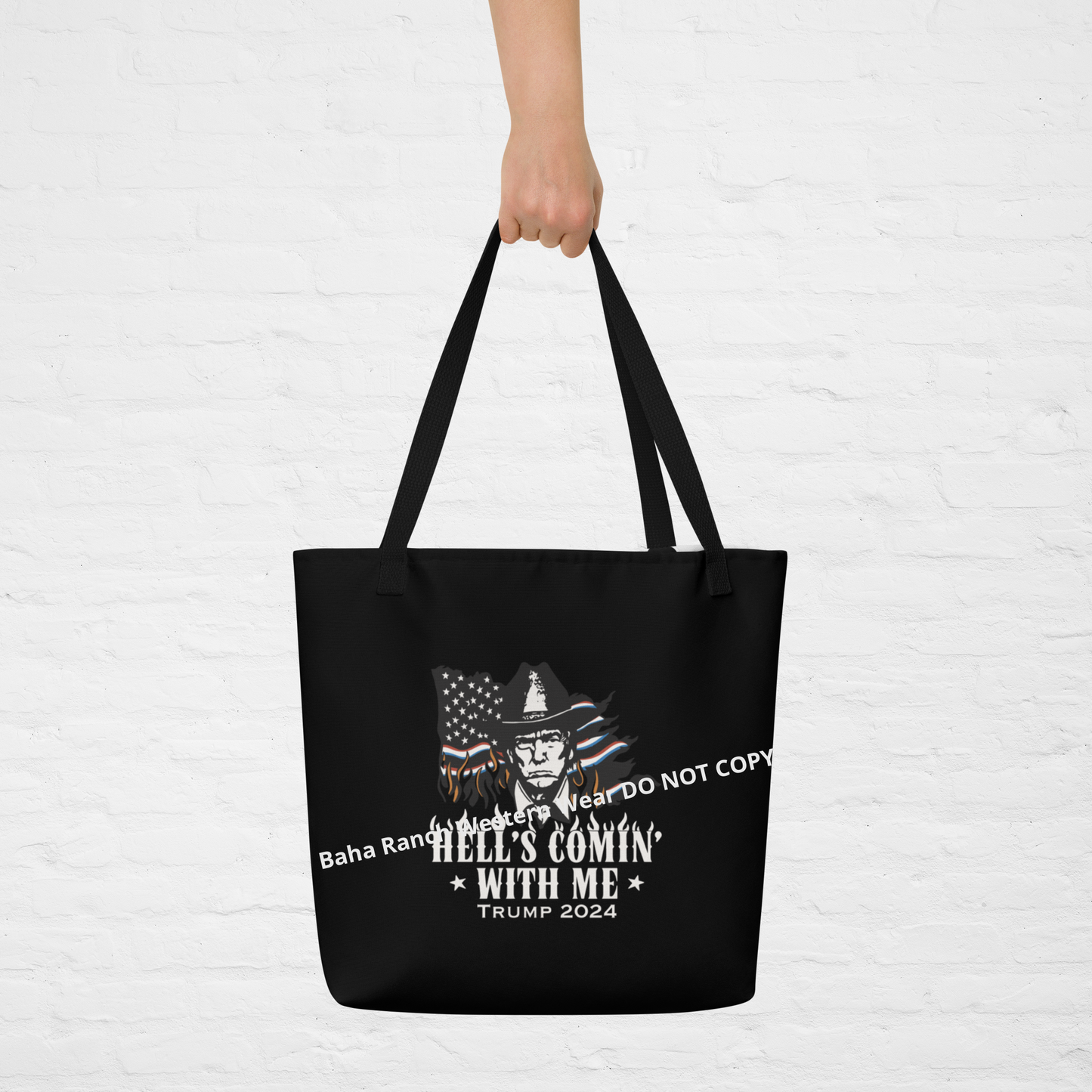 Hells Comin' With Me All-Over Print Large Tote Bag