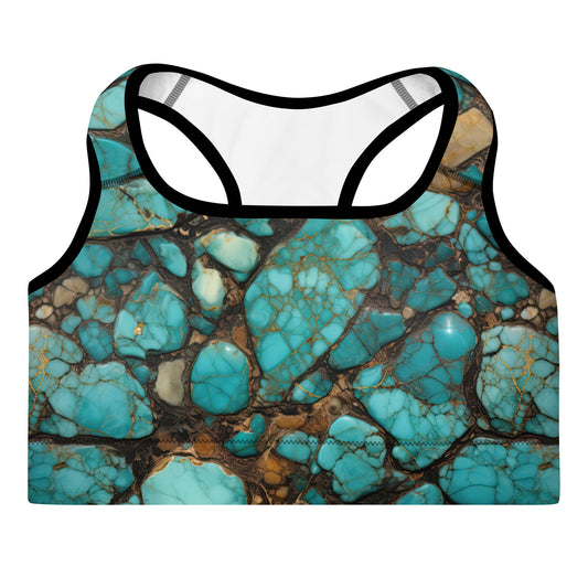 All Turquoise Padded Sports Bra