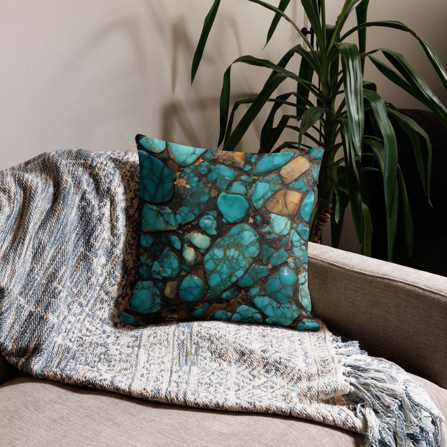 All Turquoise Premium Pillow