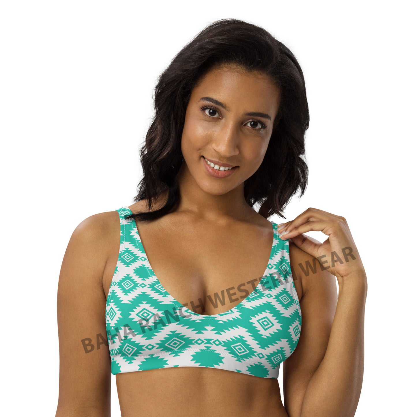 Ready to Ship Yeehaw Turquoise Aztec Bikini Top Size Medium