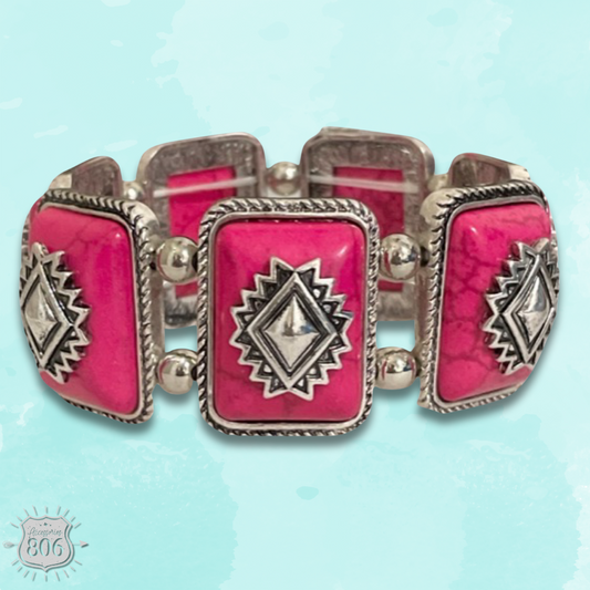 Pink Panache Rectangle aztec stone bracelet - LC