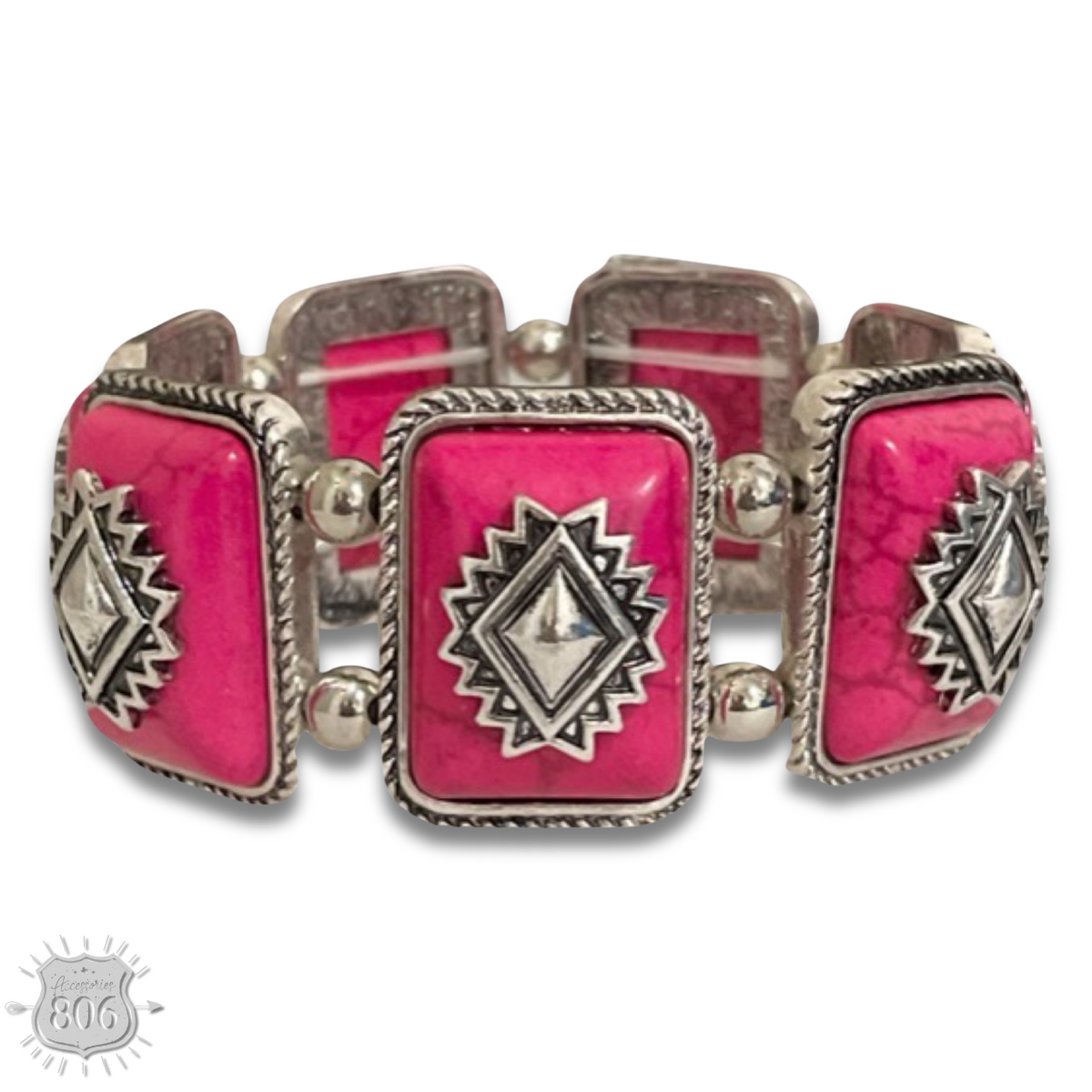 Pink Panache Rectangle aztec stone bracelet - LC