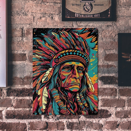 Colorful Chief Metal Tin Sign 12"x16" (Made in USA)