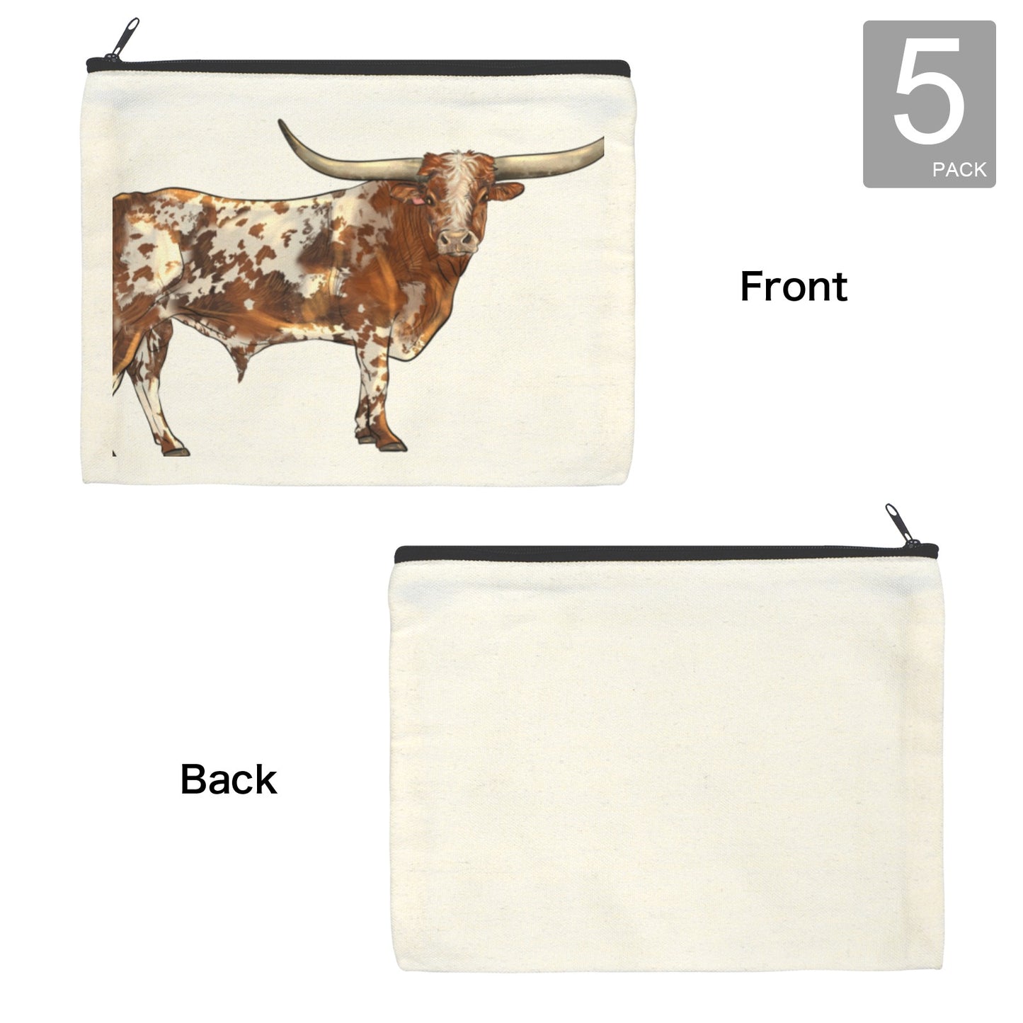 Longhorn Cosmetic Bag Pack of 5 Made in America