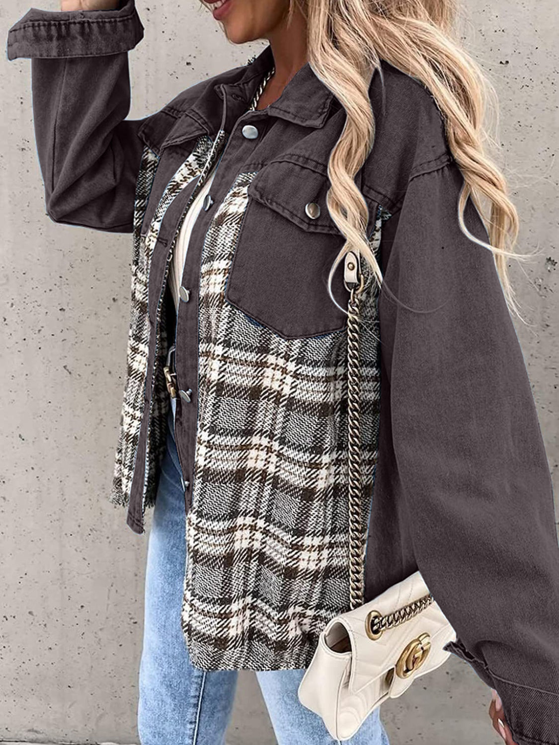 Plaid Button Up Dropped Shoulder Shacket Jacket Choice of colors