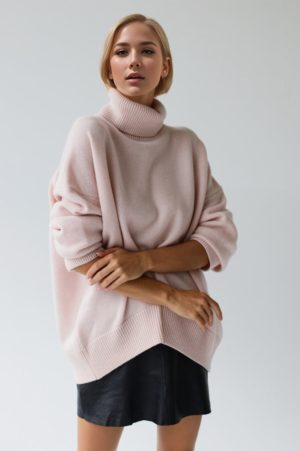 Basic Bae Turtleneck Dropped Shoulder Long Sleeve Sweater choice of colors