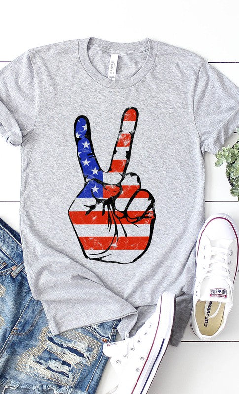 American Peace Sign Graphic Tee choice of colors