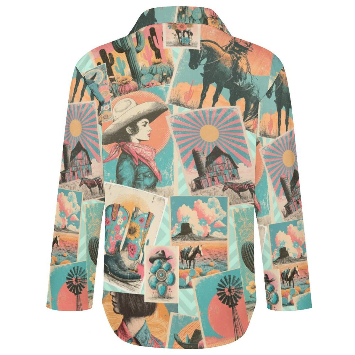 Baha Ranch Honky Tonk Kitsch Cowgirl Button Up Blouse