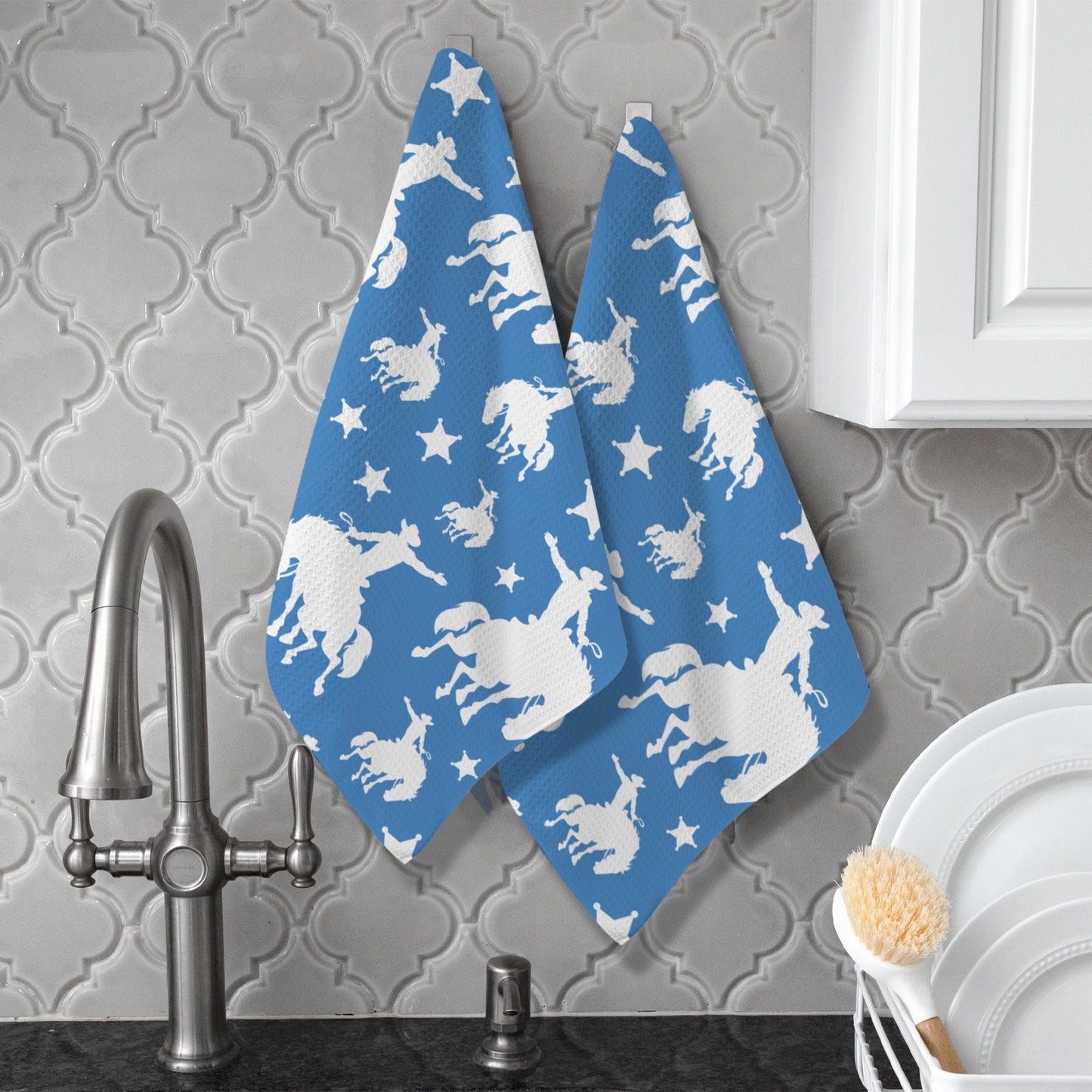 Blue Rodeo Cowboy Set of 2 Dish Towels Made in America