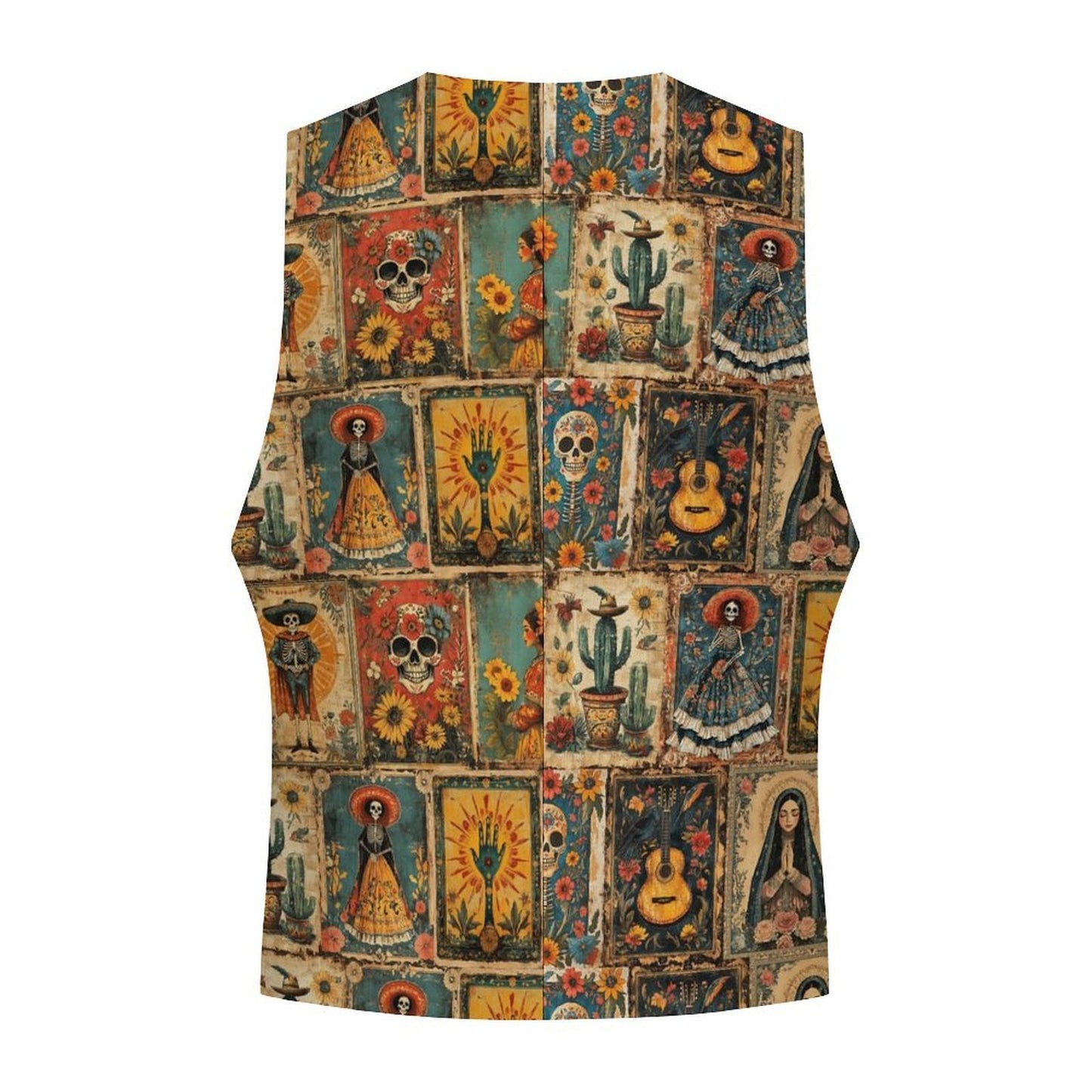 Baha Ranch Colores De Mexico Dia de los Muertes Men's Sleeveless Suit Vest