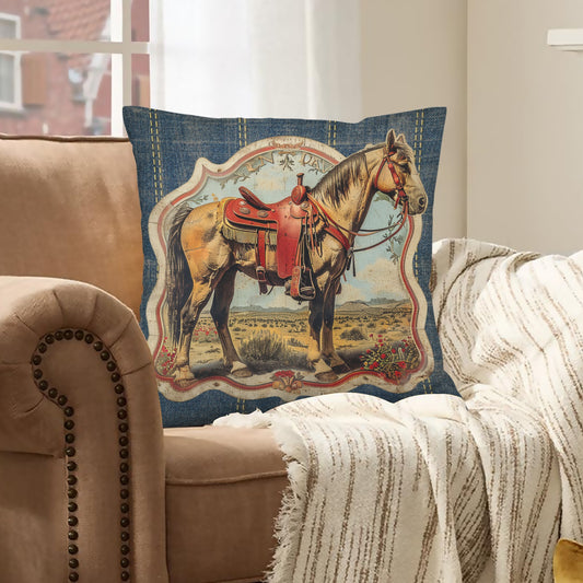 Baha Ranch Vintage Horse Velvety Soft Pillow Case Made in America