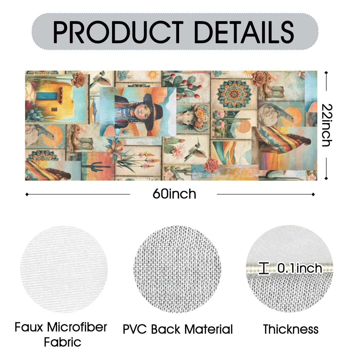 Baha Ranch Pictures of the Southwest Floor Rug Runner Made in America Indoor 60" x 22" Made in America
