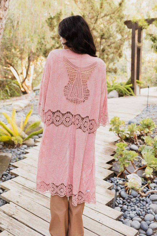 Crochet Open Patch Longline Kimono Duster choice of colors