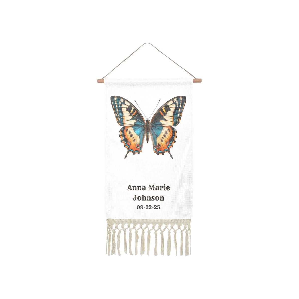Baha Ranch Butterfly Nursery Decor Wall Hanging Linen Poster Made in America