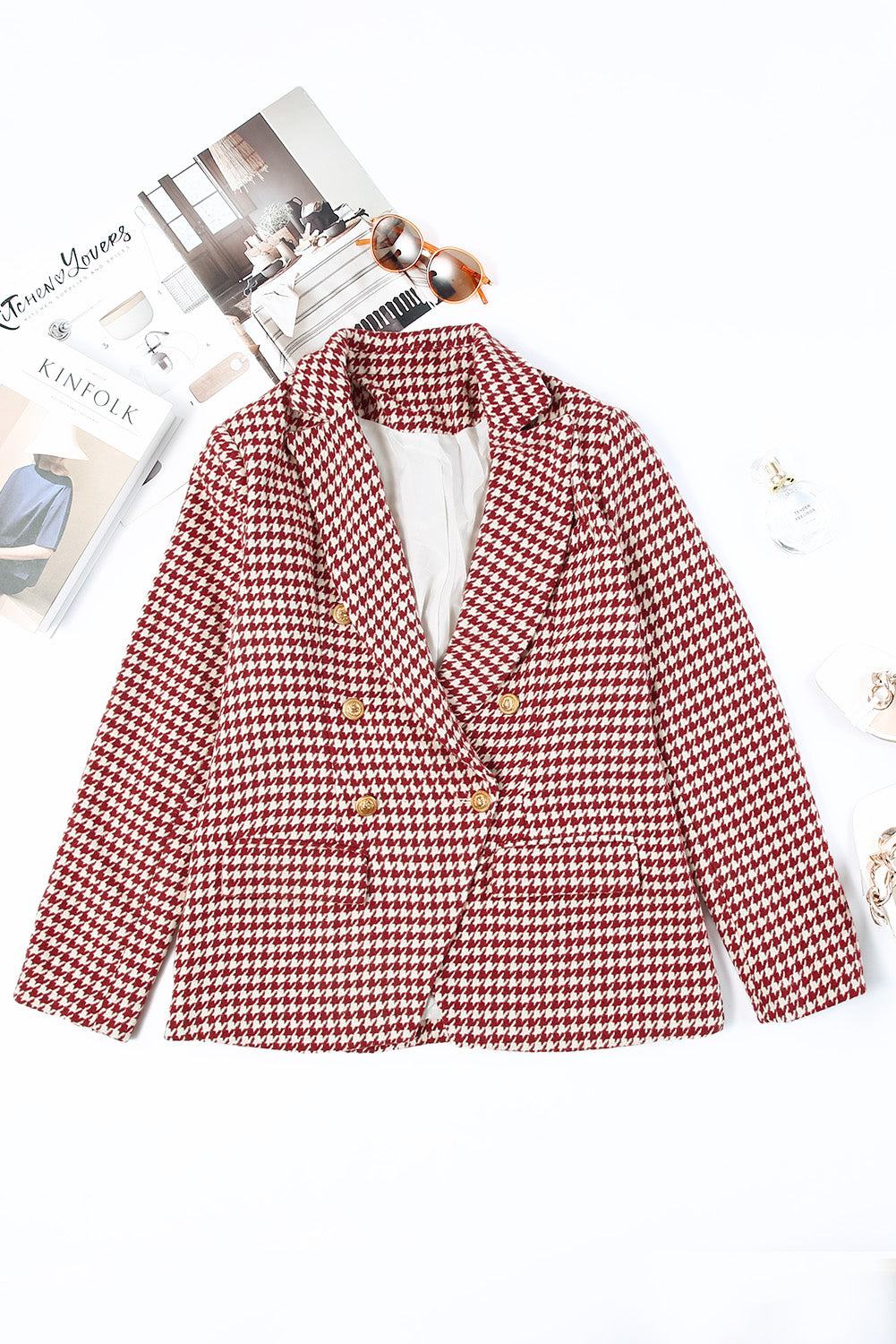 Houndstooth Double Breasted Blazer