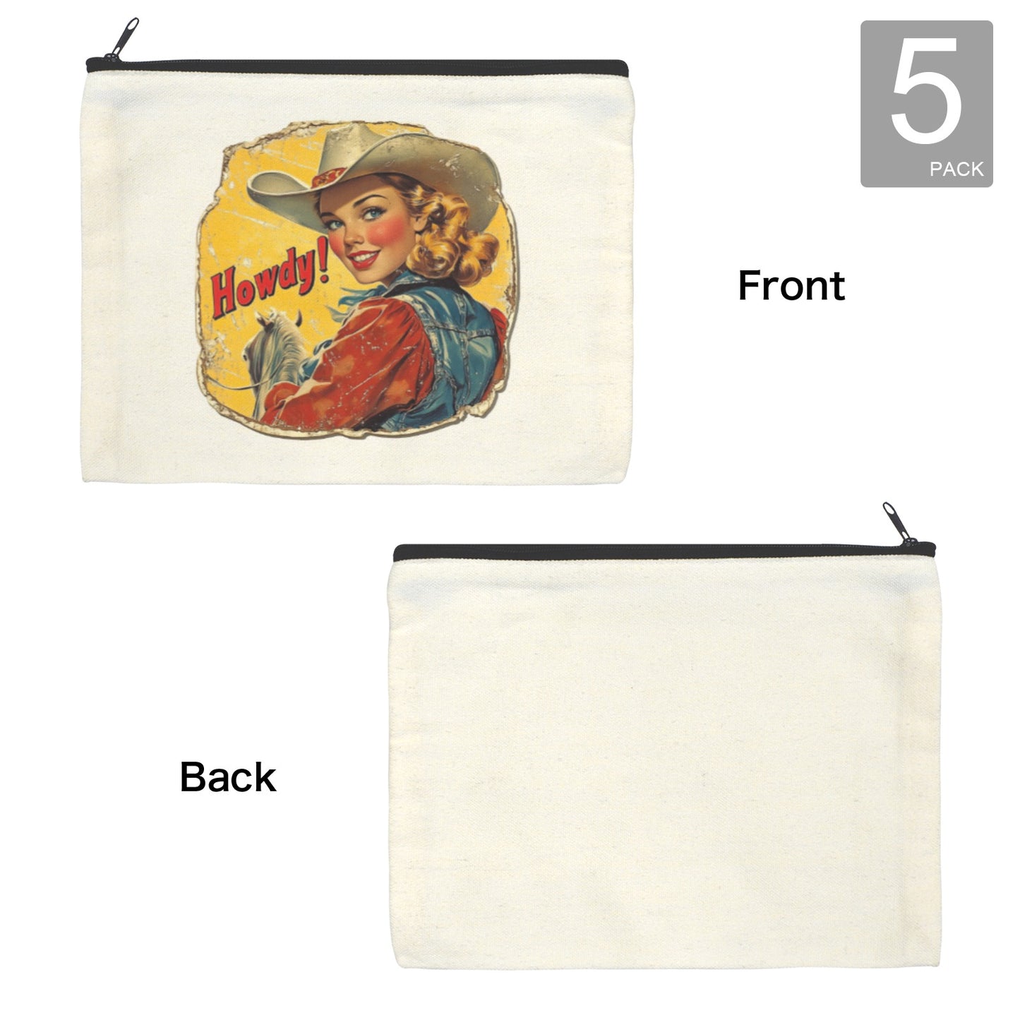 Howdy Cosmetic Bag Pack of 5 Made in America