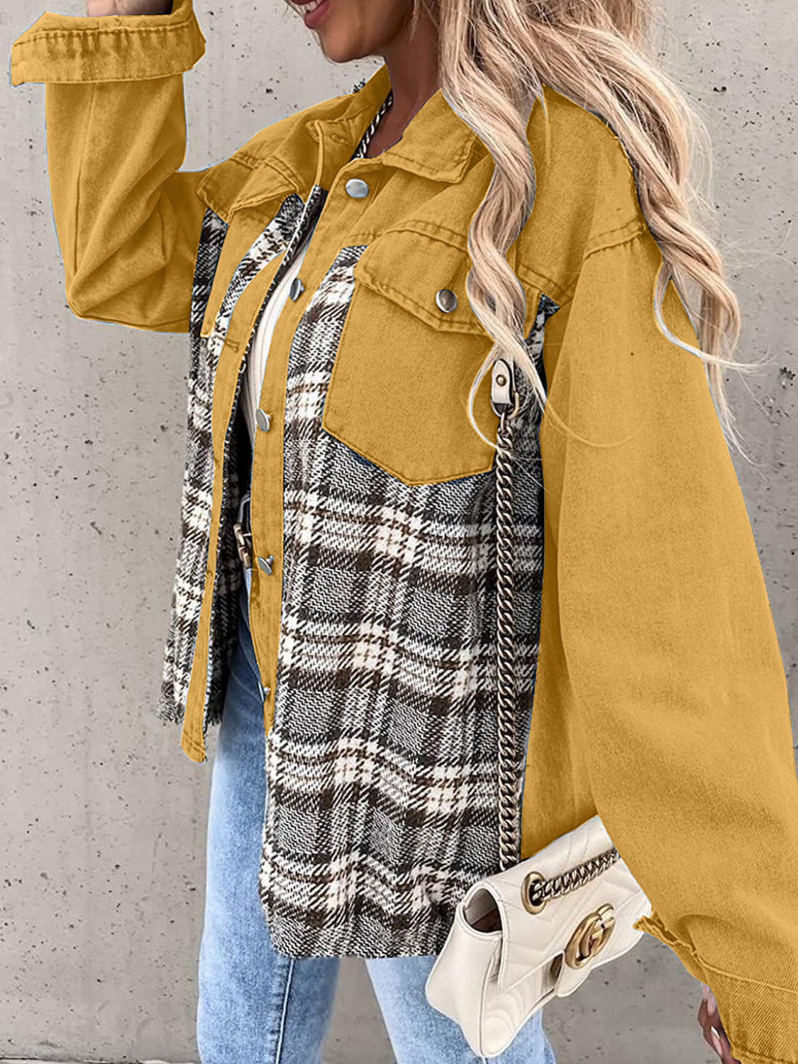 Plaid Button Up Dropped Shoulder Shacket Jacket Choice of colors