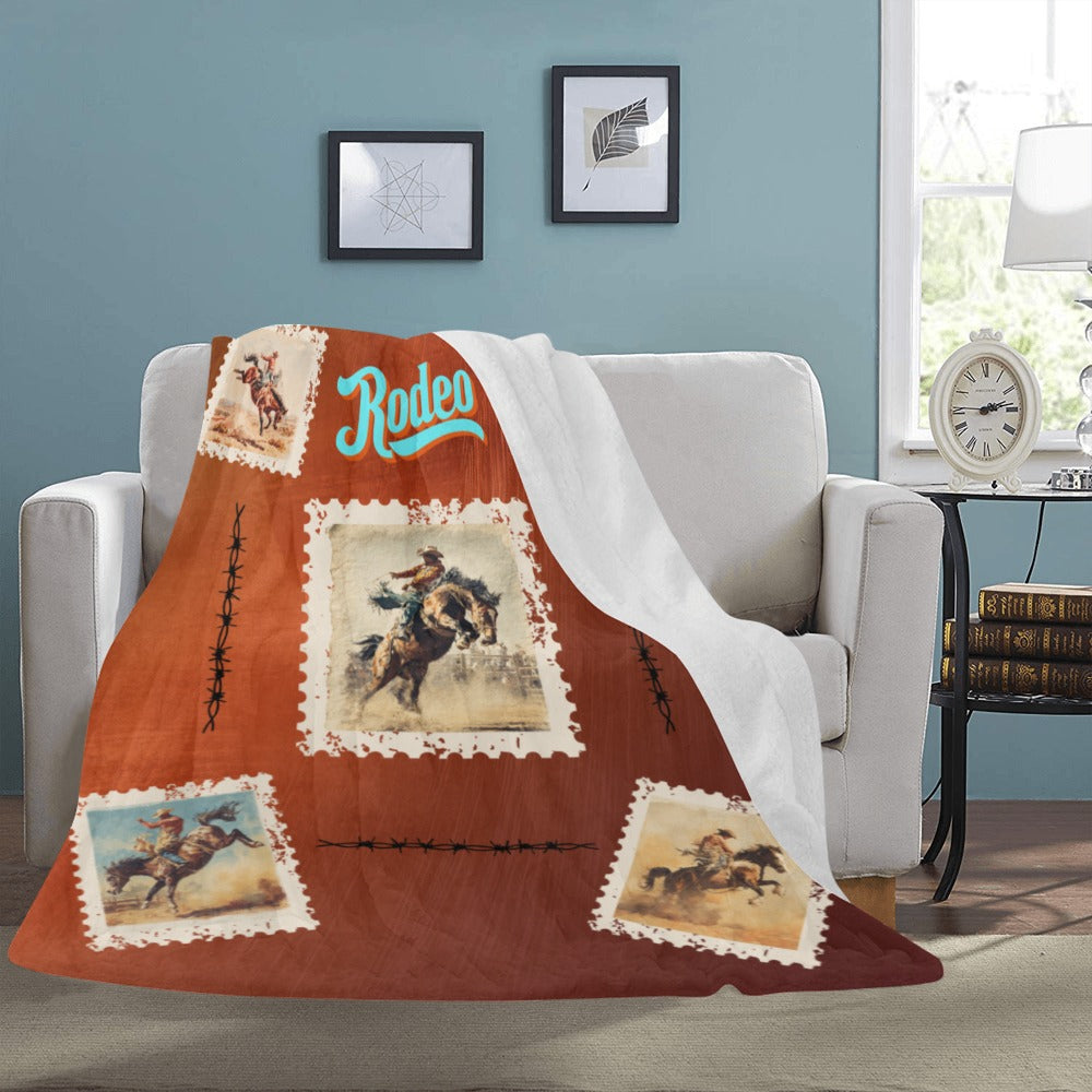 Old Rodeo Western Throw Blanket 60" x 80" Ultra Soft Made in America