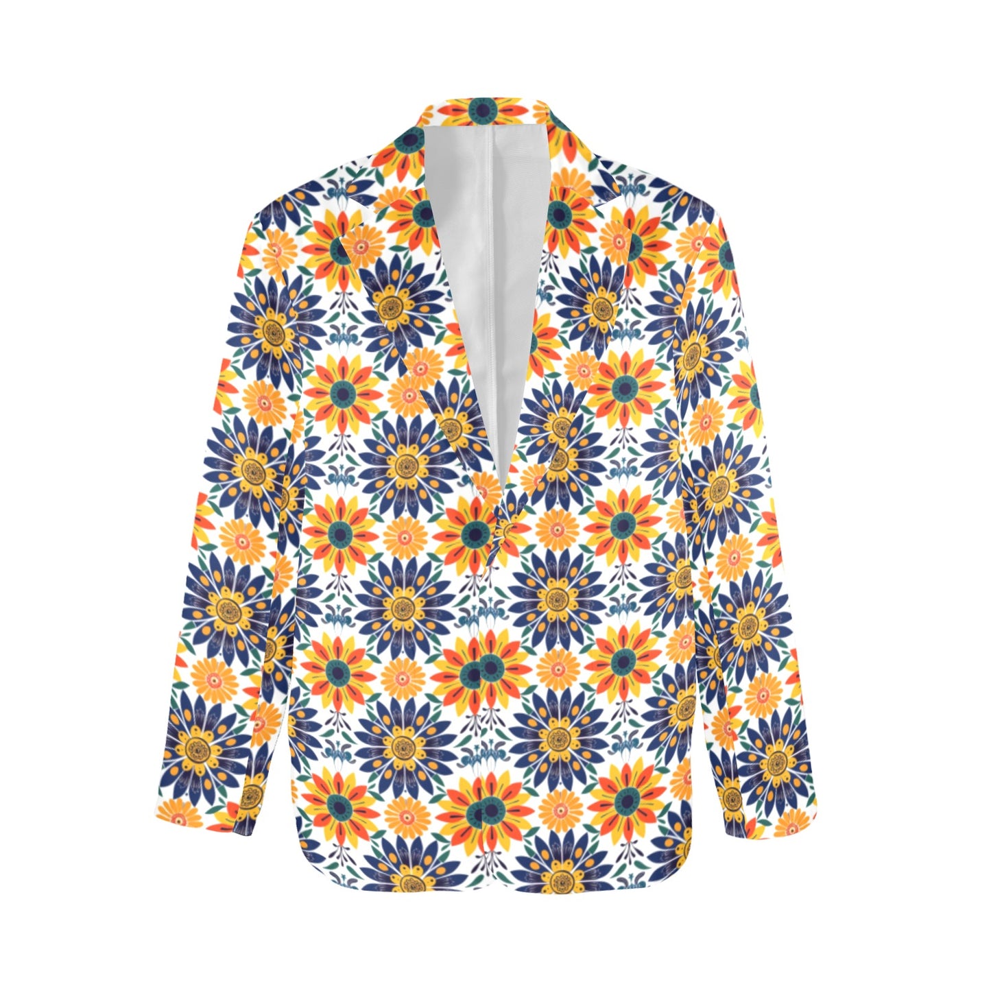 Colores de Mexico Blue Yellow Mexican Floral Blazer