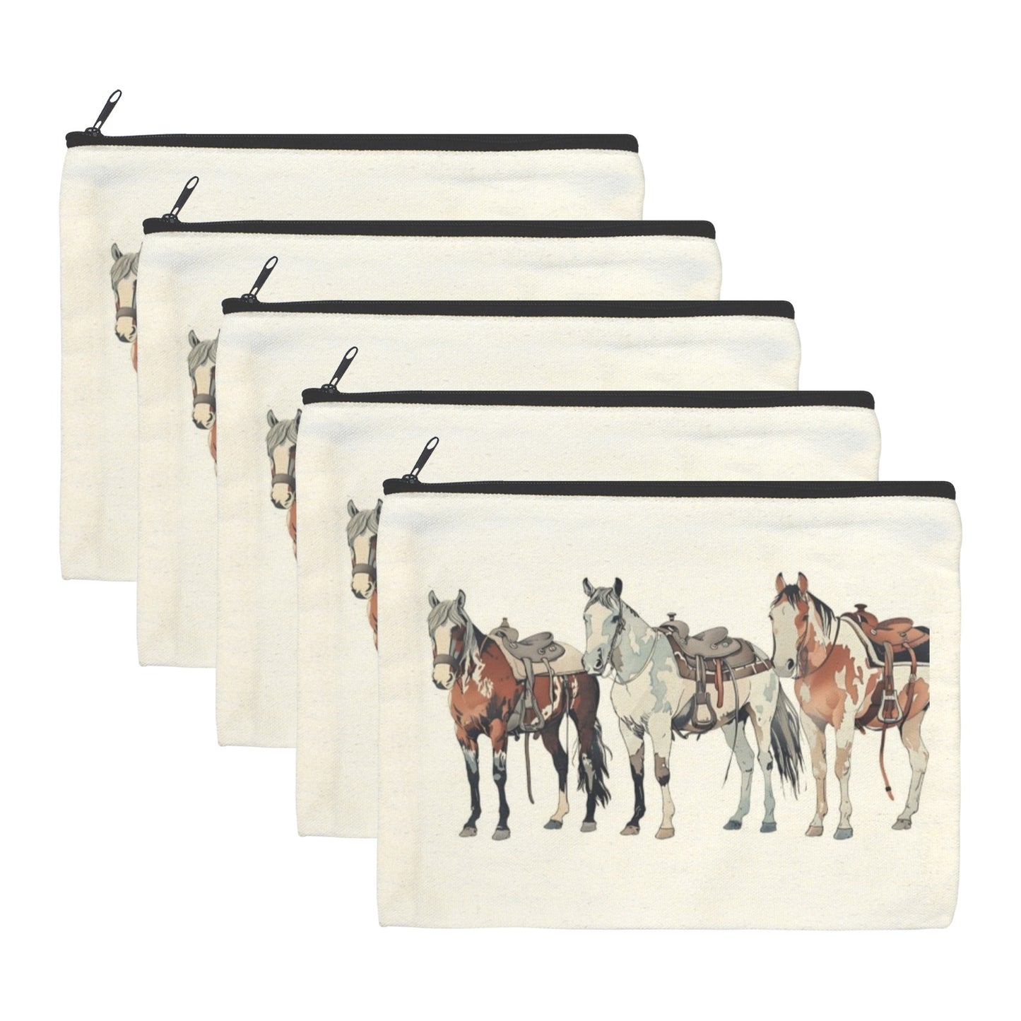 Painted Ranch Horses Cosmetic Bag Pack of 5 Made in America