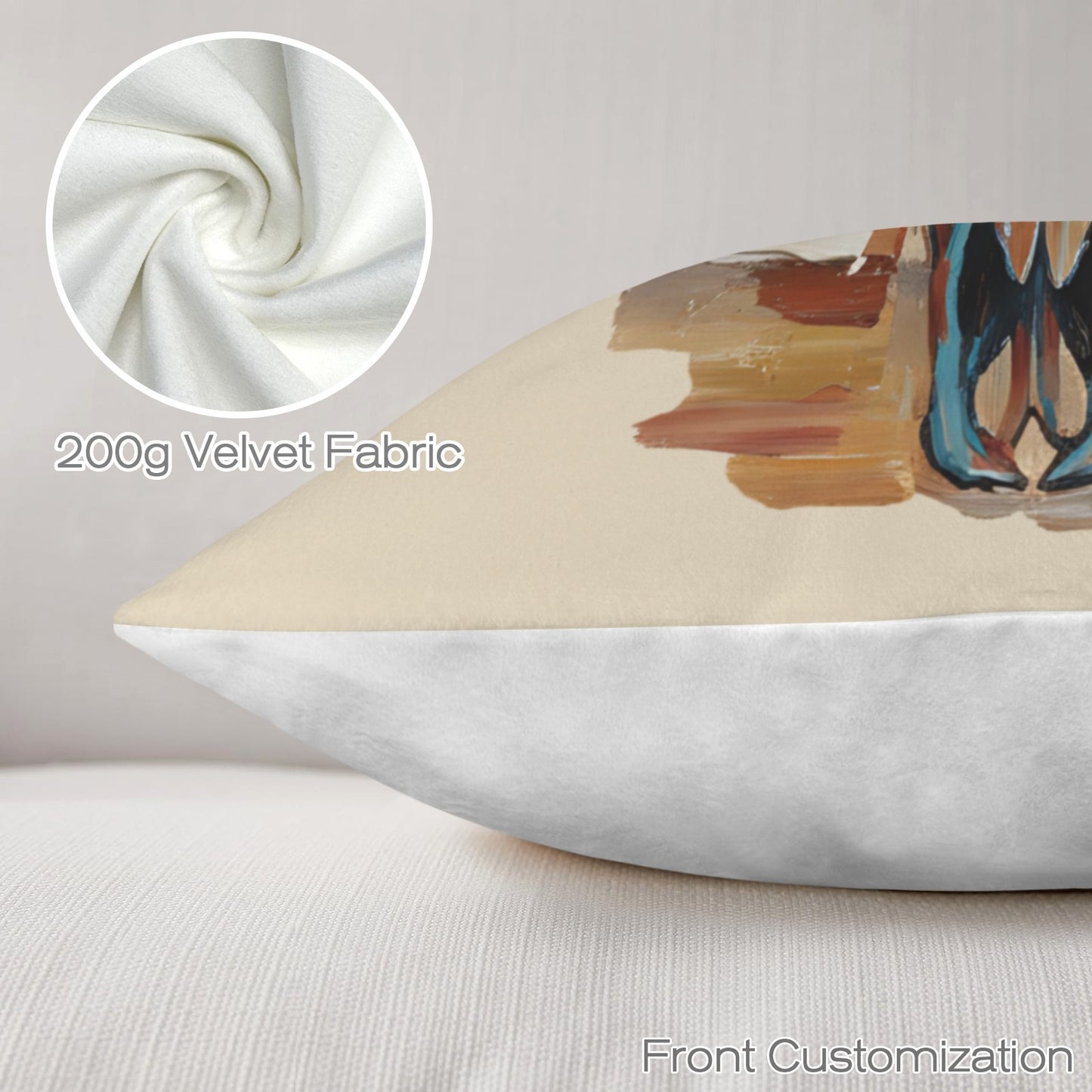 Baha Ranch Painted Tan Longhorn Velvety Soft Pillow Case Made in America