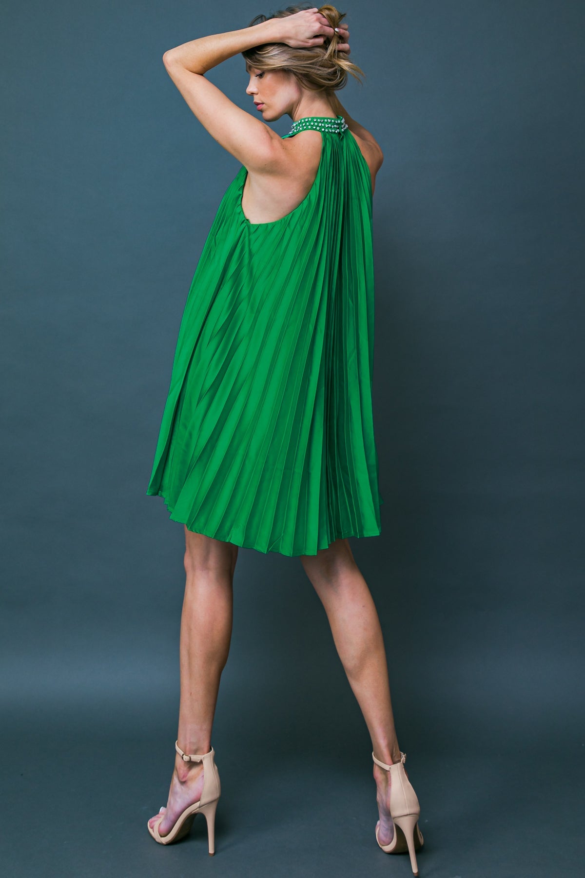flying tomato green dress TUSCAN SUNSET WOVEN MIDI DRESS from Flying Tomato at Sophia's Style COGNAC / L