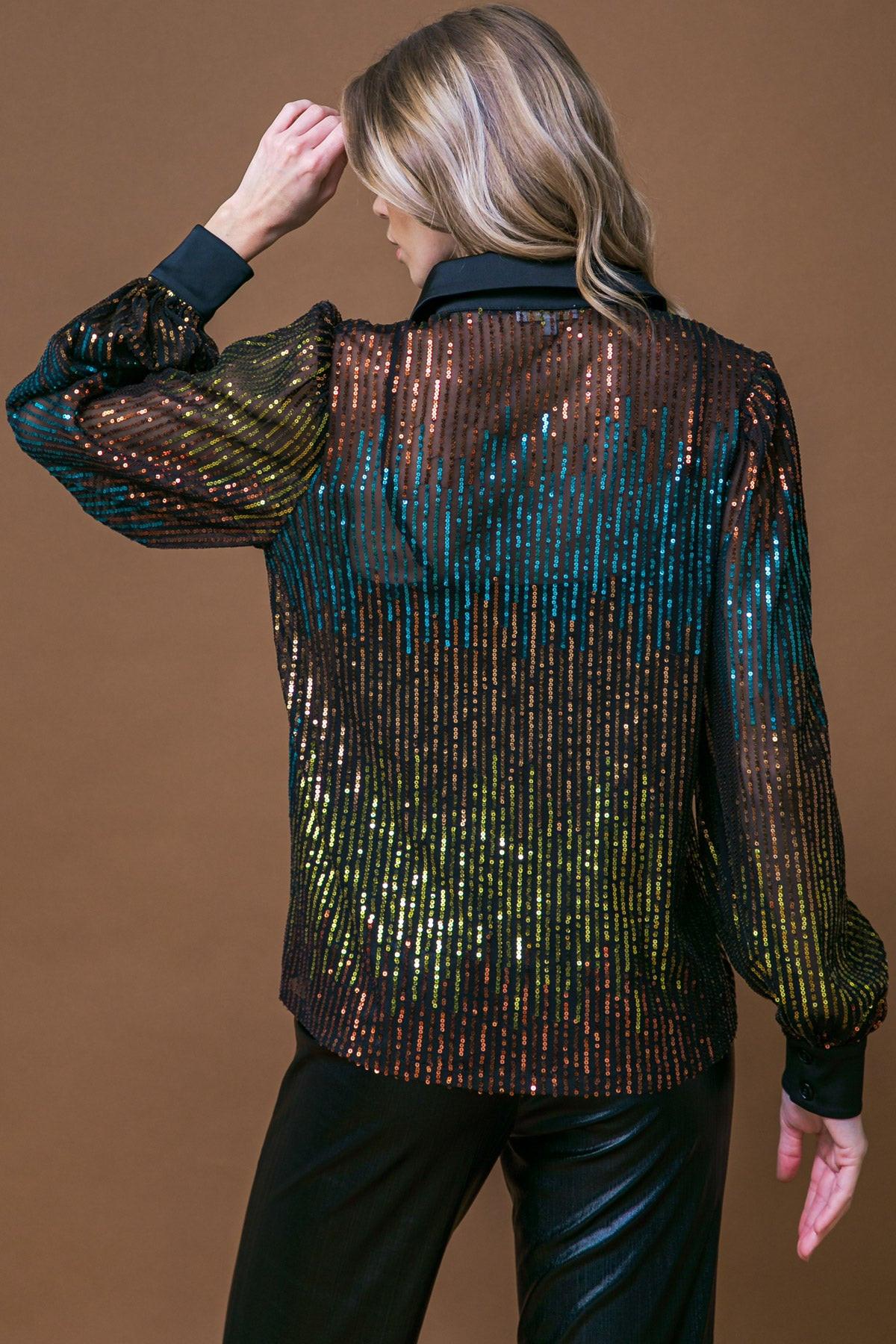 Flying Tomato Cause A Commotion Sequin Blouse