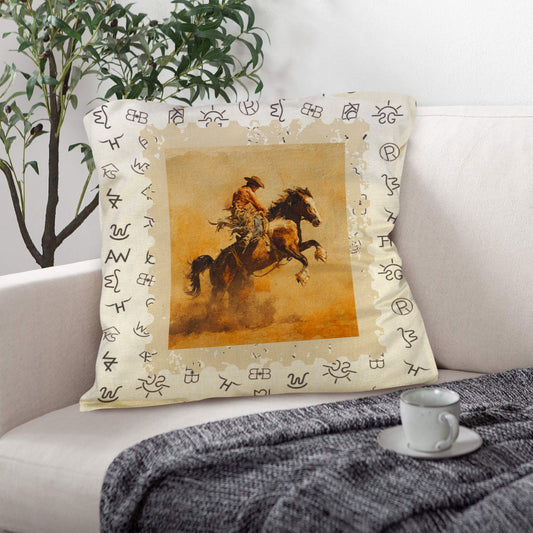 Baha Ranch Vintage Rodeo Stamp Throw Pillow Made in America