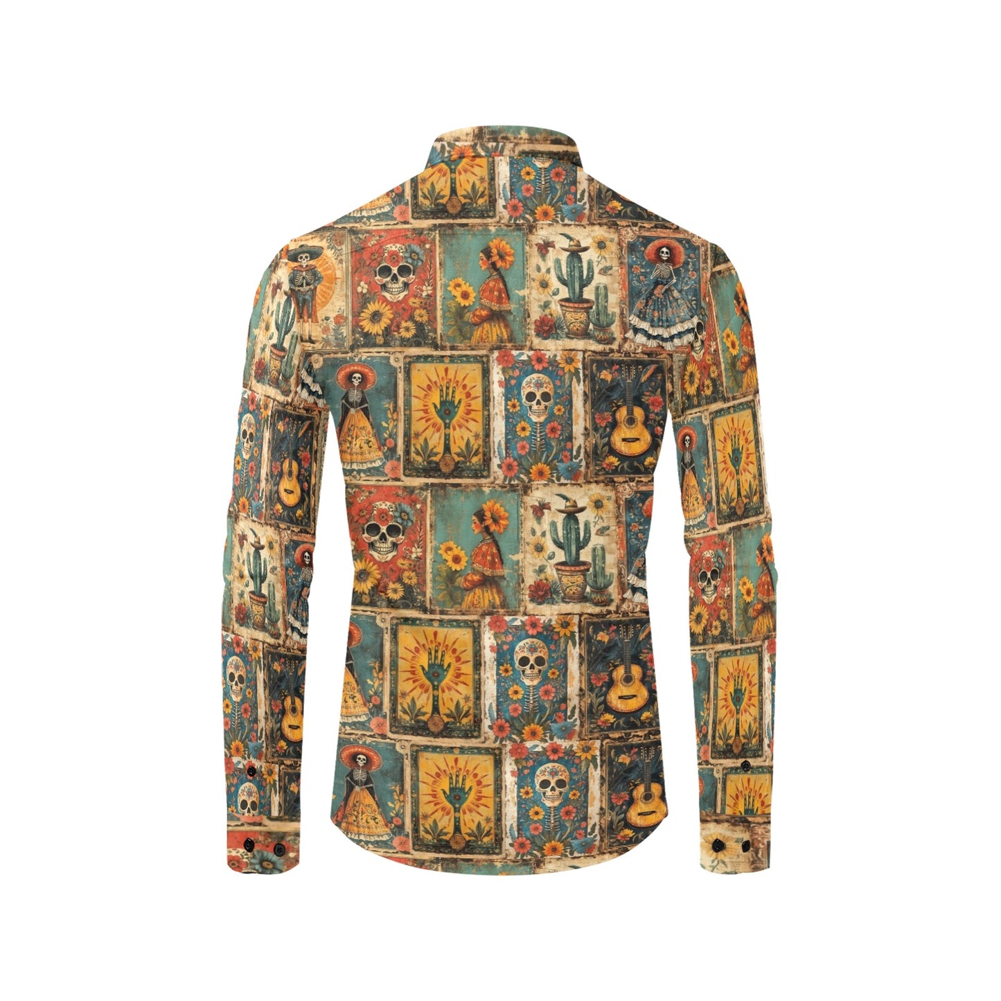 Colores de Mexico Dia de Los Muertes Button Up Shirt