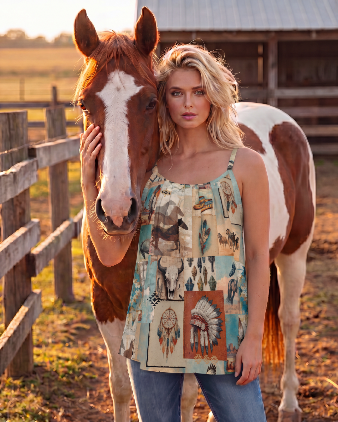 Baha Ranch Bohemian Dreams Gathered Tank Top