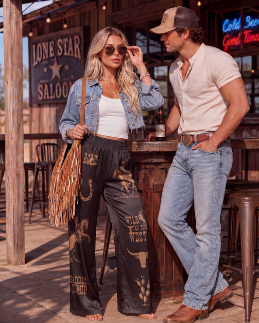 Baha Ranch All Western High Waisted Wide Leg Pants