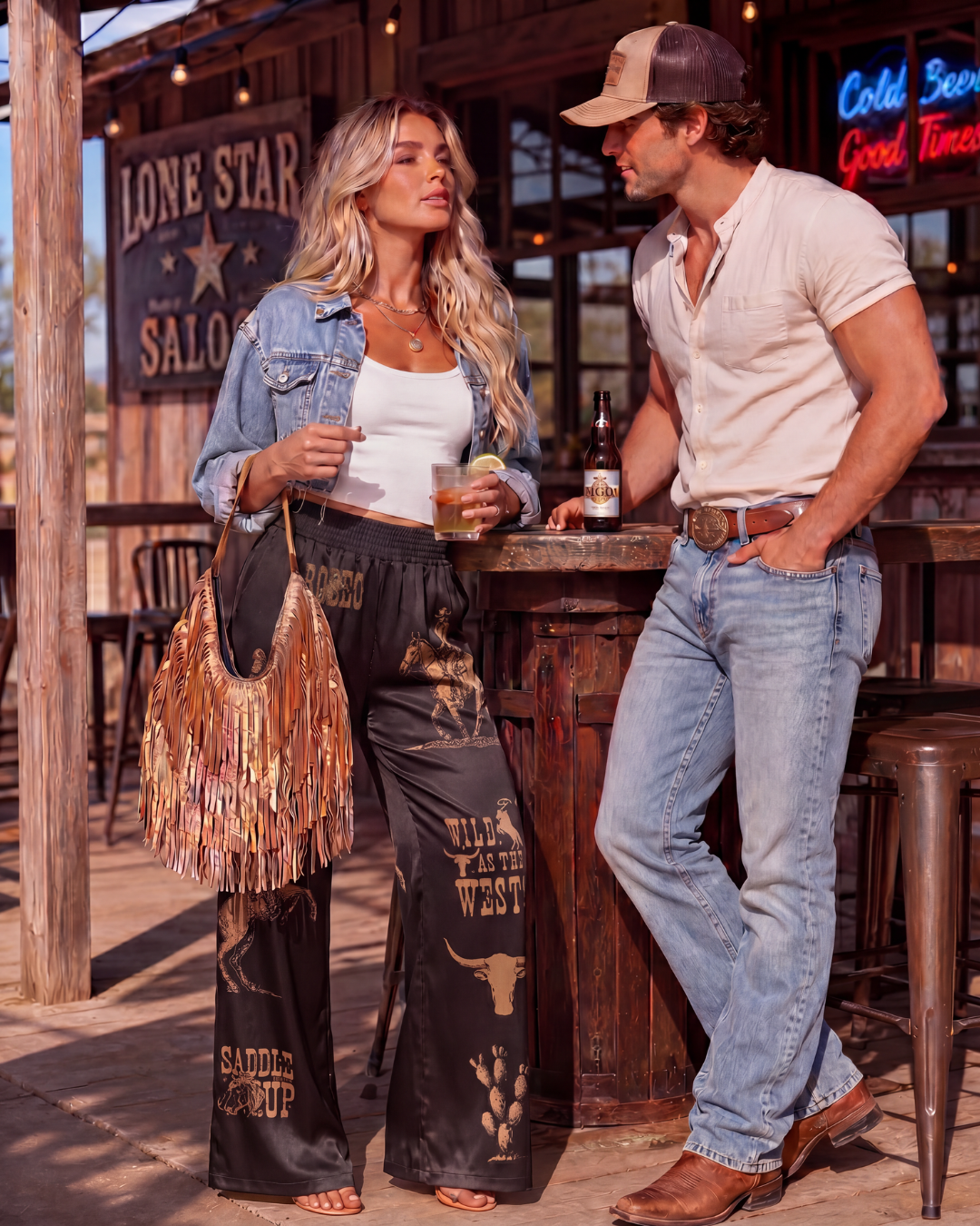 Baha Ranch All Western High Waisted Wide Leg Pants