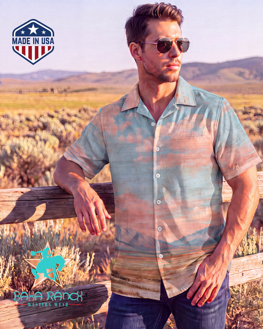 Baha Ranch Southwest Sunset Hawaiian Shirt Made in America