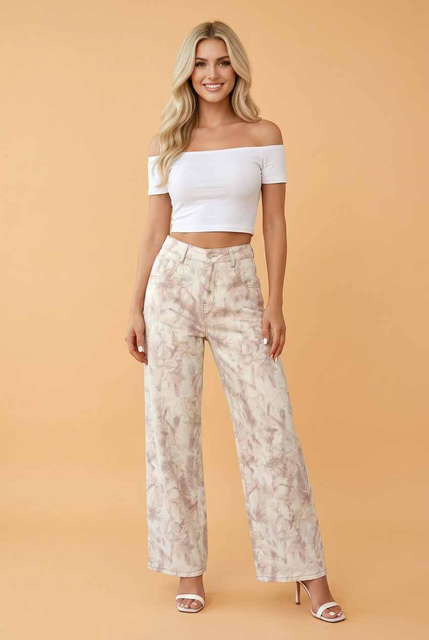 Camo Tummy Control Denim Wide Leg Jeans