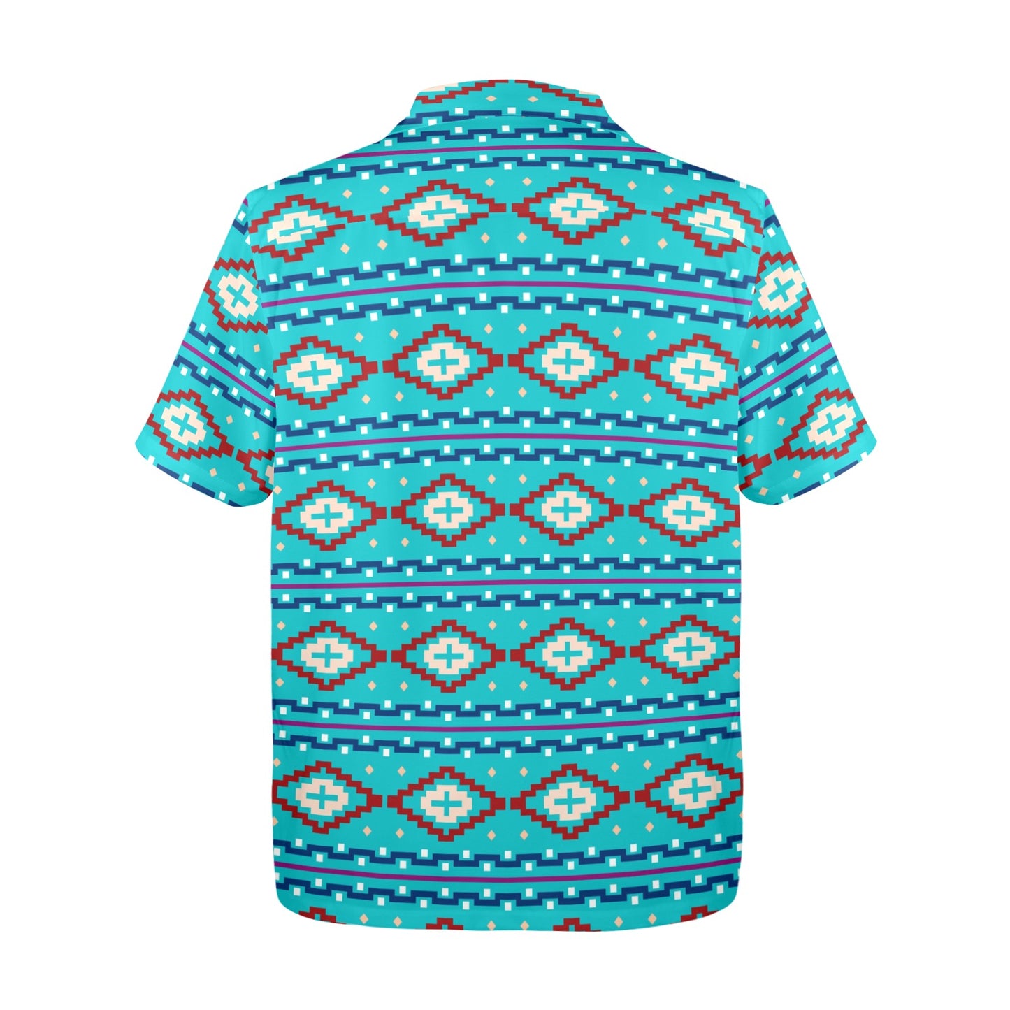 Baha Ranch Aqua Aztec Men's Camp Shirt Made in America