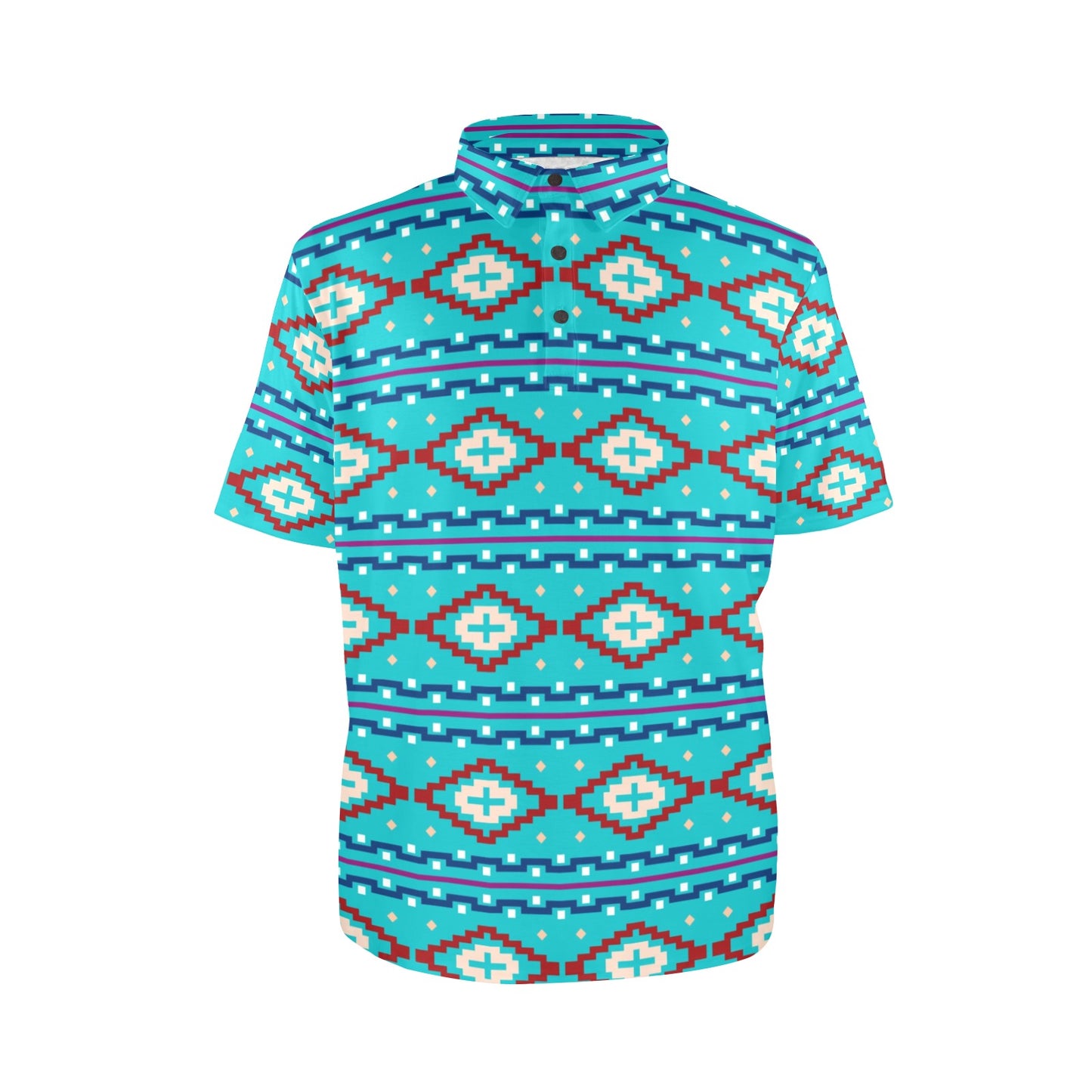 Baha Ranch Turquoise Aztec Polo