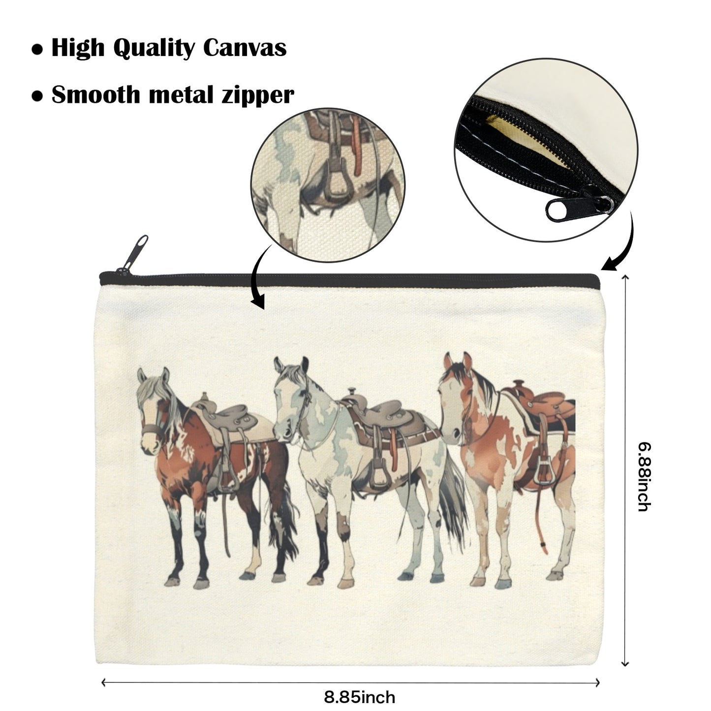 Painted Ranch Horses Cosmetic Bag Pack of 5 Made in America