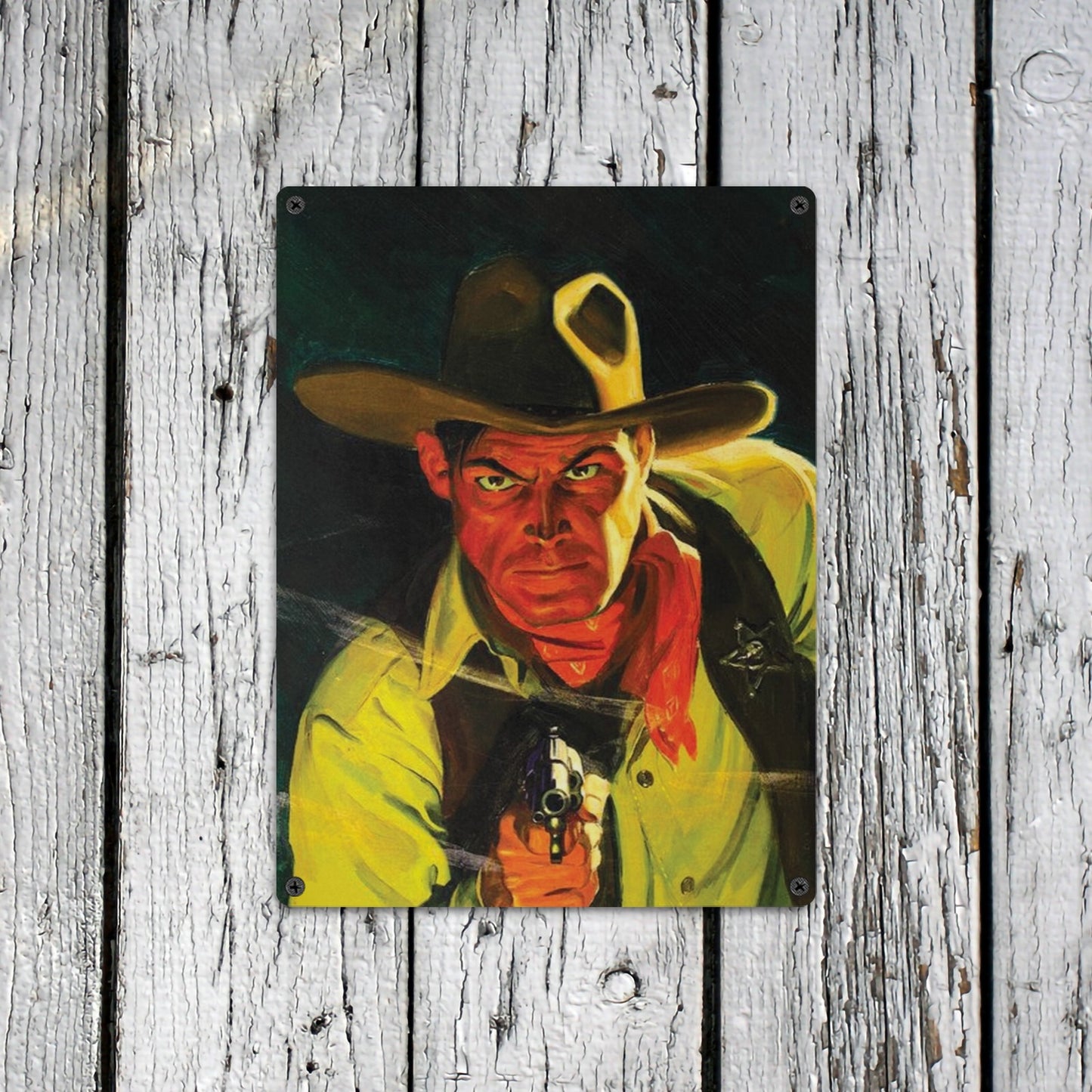 Outlaw Cowboy Metal Sign  12"x16" (Made in USA)