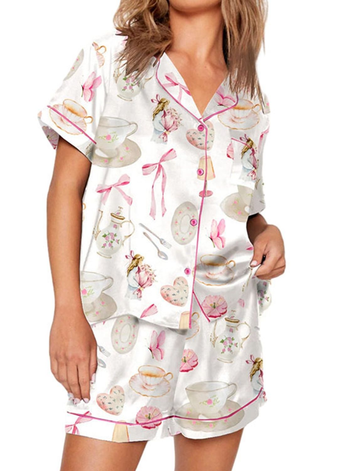 Cowgirl Satin Short Sleeve Top and Short Set  CHOICE OF PRINTS